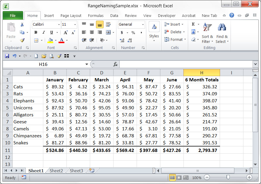 Excel Spreadsheet Example